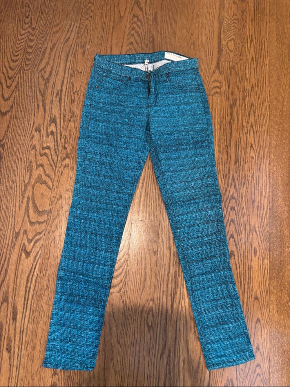 rag & bone Teal Textured Skinny Jeans